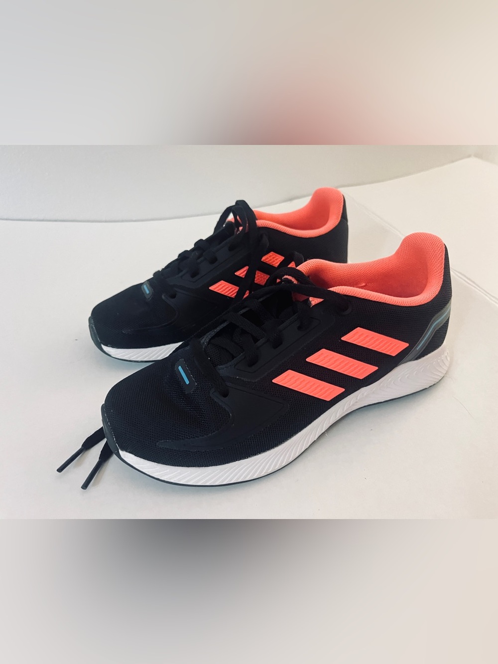 adidas Kids Black Sneakers with Coral Accents